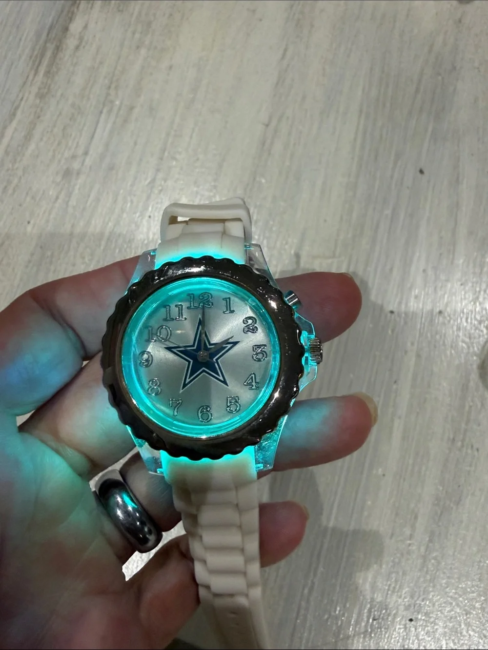 White Dallas Cowboys Silicone Star Dial Sports Watch